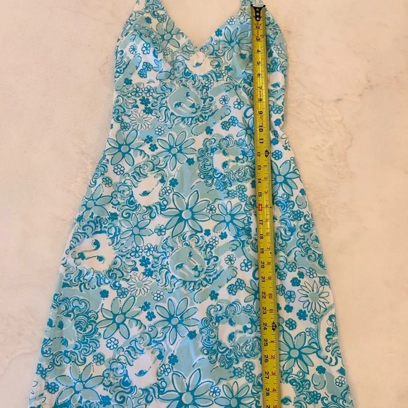 Lilly Pulitzer Halter Dress Size 0 Blue & White Lions - Picture 2 of 7